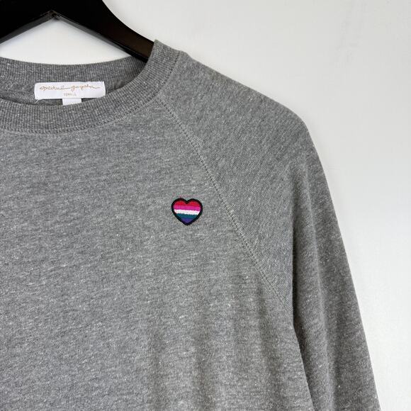 Spiritual Gangster XS Be Present Embroidered Heart Gray Crew Raglan Sweatshirt - Picture 2 of 9